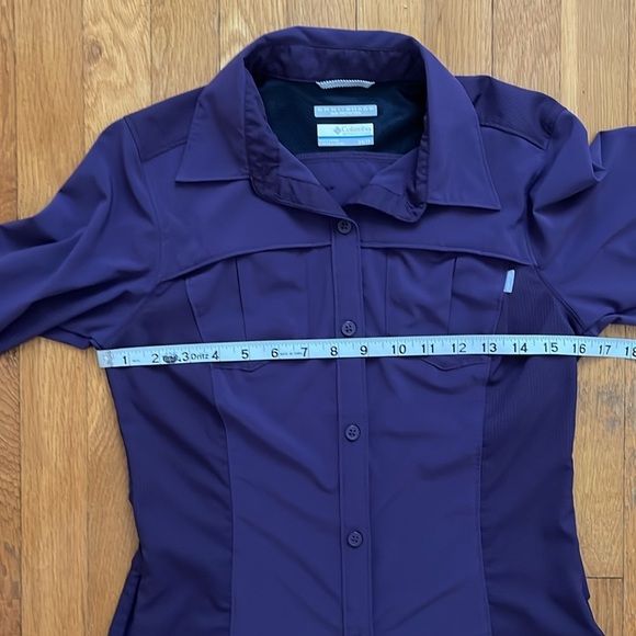 Columbia XS Omni-Shade Sun Protection Sunshirt Deep Purple Button Down Top - Picture 10 of 15